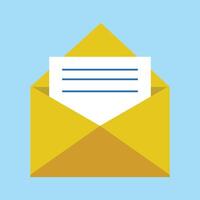 open envelope with letter. mail icon for computer, web and mobile app message symbol vector