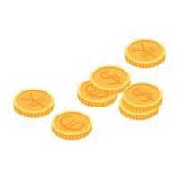dollar coin icon isometric of dollar coin on a white vector
