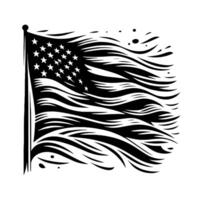 Black and White Illustration of the USA Flag vector