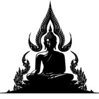 Black and White Illustration of a Buddha Statue Symbol vector