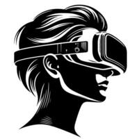 Black and White Illustration of VR Glasses Headset vector