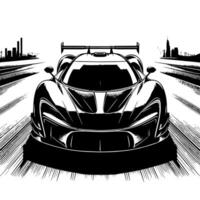 black and white illustration of a Hypercar Sports Car vector