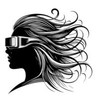 negro y blanco ilustración de vr lentes auriculares vector