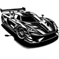 black and white illustration of a Hypercar Sports Car vector