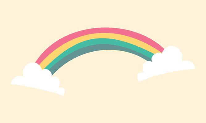 hand drawn rainbow concept on yellow background