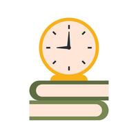 alarm clock stack books suggesting time management deadline education concept exam preparation vector