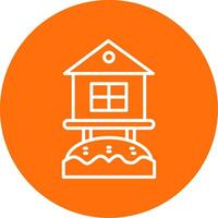 Beach Hut Multi Color Circle Icon vector