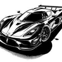 black and white illustration of a Hypercar Sports Car vector