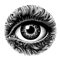 Black and White Illustration of the Human Eye Iris vector