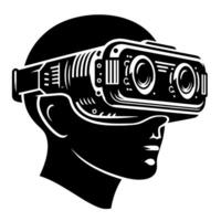 negro y blanco ilustración de vr lentes auriculares vector