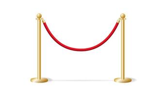 Fencing gold bollards with red rope template. Security barrier at solemn ceremonies and events. Warning from security service that passage is closed vector