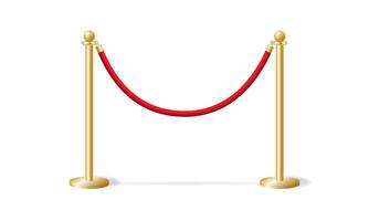 Fencing gold bollards with red rope template. Security barrier at solemn ceremonies and events. Warning from security service that passage is closed vector