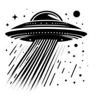 Black and White Illustration of an UFO Flying Saucer vector