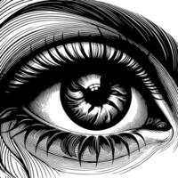 Black and White Illustration of the Human Eye Iris vector