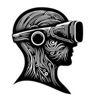 Black and White Illustration of VR Glasses Headset vector