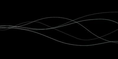 Abstract wavy dynamic blue green violet light lines curve banner on black background in concept technology, neural network, neurology, science, music, neon light vector