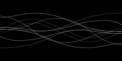 Abstract wavy dynamic blue green violet light lines curve banner on black background in concept technology, neural network, neurology, science, music, neon light vector