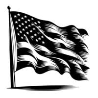 Black and White Illustration of the USA Flag vector