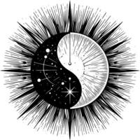 Black and White Illustration of the sun vector