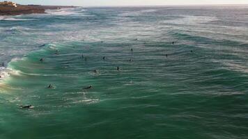 Aerial view of wave on the beach with sand and turquoise waves video