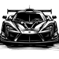 black and white illustration of a Hypercar Sports Car vector