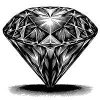 Black and white silhouette of a perfectly cut sparkling solitaire diamond gemstone vector