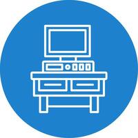 Computer Desk Multi Color Circle Icon vector