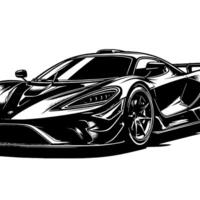 black and white illustration of a Hypercar Sports Car vector