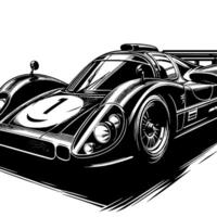 black and white illustration of a Hypercar Sports Car vector