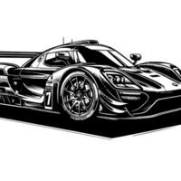 black and white illustration of a Hypercar Sports Car vector