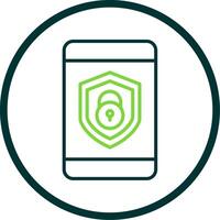Security mobile Lock Line Circle Icon Design vector