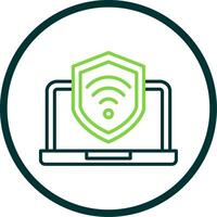 Security Laptop Connect Line Circle Icon Design vector