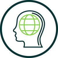 Global Mind Line Circle Icon Design vector