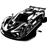 black and white illustration of a Hypercar Sports Car vector