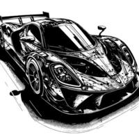 black and white illustration of a Hypercar Sports Car vector