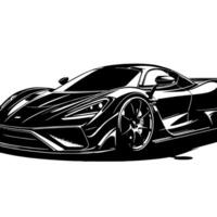 black and white illustration of a Hypercar Sports Car vector