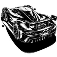 negro y blanco ilustración de un hipercar Deportes coche vector