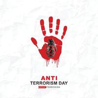 anti terrorismo día póster, fondo, correo. y. tarjeta. 21 mayo. mundo. terrorismo día, póster, vector