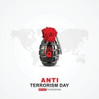 anti terrorismo día póster, fondo, correo. y. tarjeta. 21 mayo. mundo. terrorismo día, póster, vector