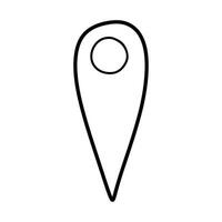 Location icon Illustration logo Template. Isolated on white background. Doodle GPS Pin Symbol, Tag, Destination Point. Hand Drawn Outline Clipart, Graphic object for Map, Cursor, Web Design. vector