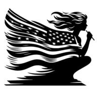 Black and White Illustration of the USA Flag vector