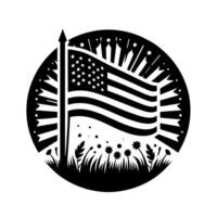 Black and White Illustration of the USA Flag vector