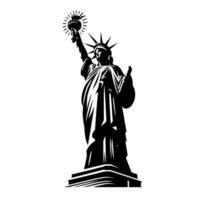 negro y blanco ilustración de el estatua de libertad Turismo en nuevo York ciudad vector