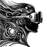 Black and White Illustration of VR Glasses Headset vector