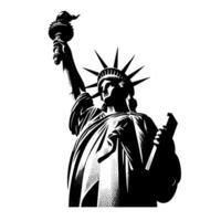 Black and White Illustration of the Statue of Liberty Sightseeing in New York City vector