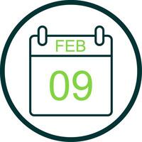 February Line Circle Icon Design vector