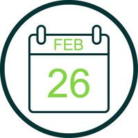 February Line Circle Icon Design vector