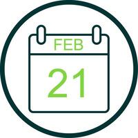 February Line Circle Icon Design vector