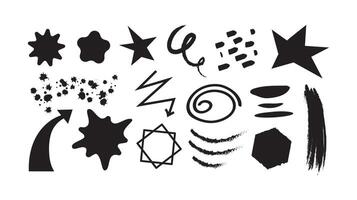 Set of abstract hand drawn, doodle shapes illustration vector