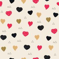 Seamless Heart hand drawn pattern vector